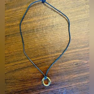 Tiffany & Co ELSA PERETTI 18K Yellow Gold Sevillana Black Cord Necklace